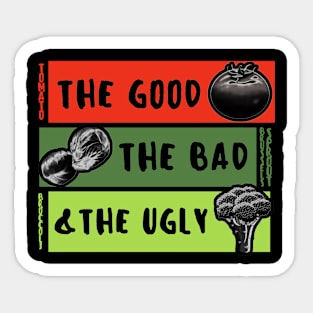 The Good The Bad And The Ugly Tomato Brussels Sprout Broccoli Funny Sticker